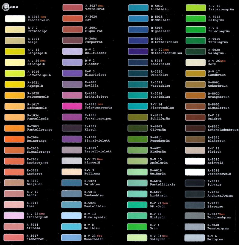 Montana Colour Chart